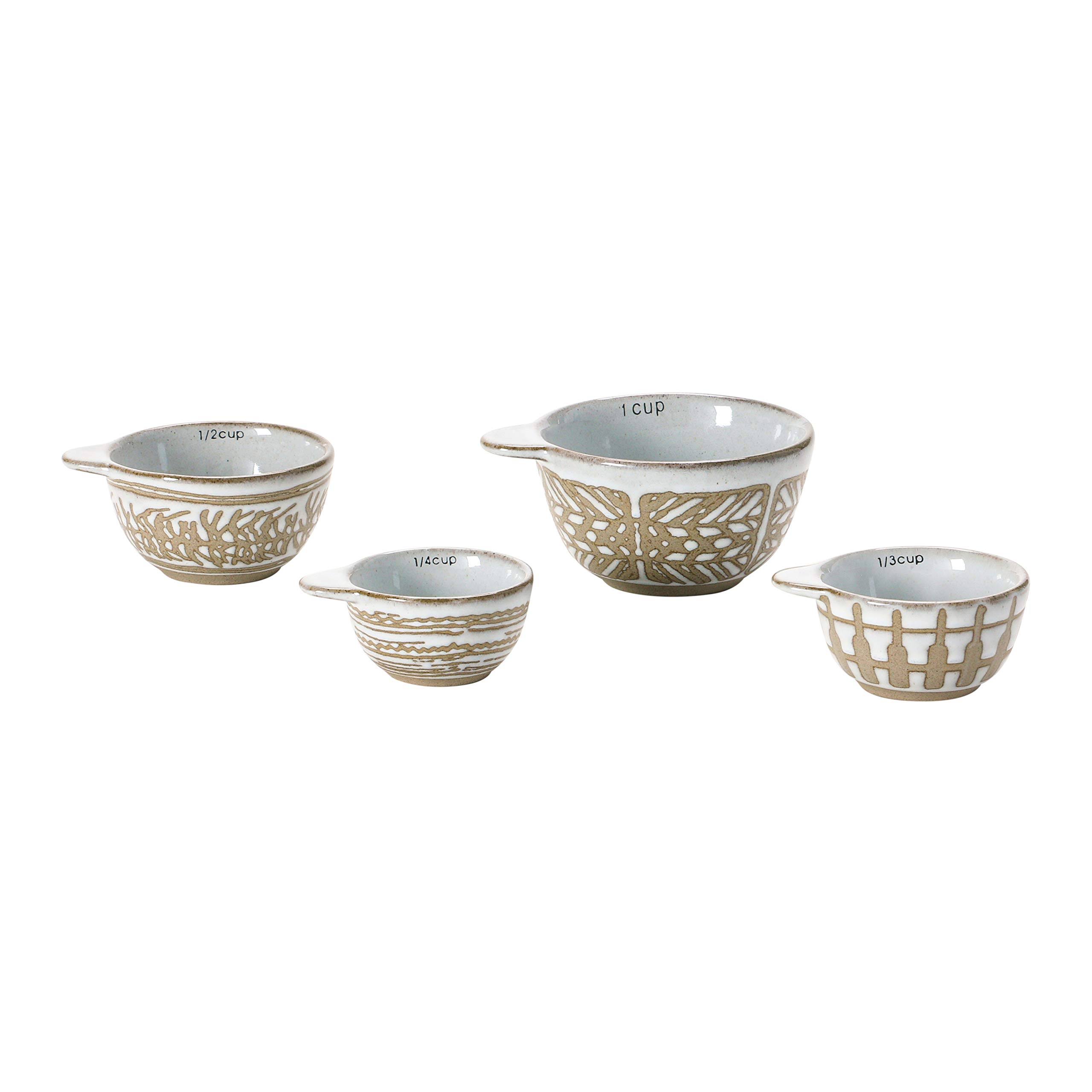 Creative Co-op Patterned Stoneware Measuring Cups / Set of 4