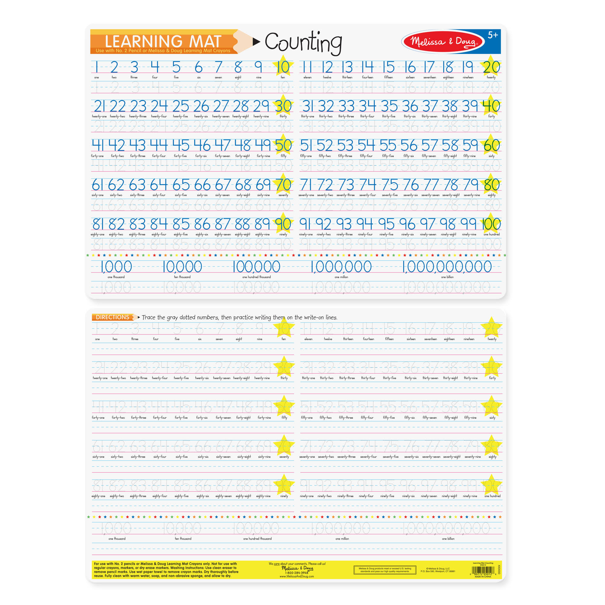 Melissa & Doug Counting to 100 Write-A-Mat
