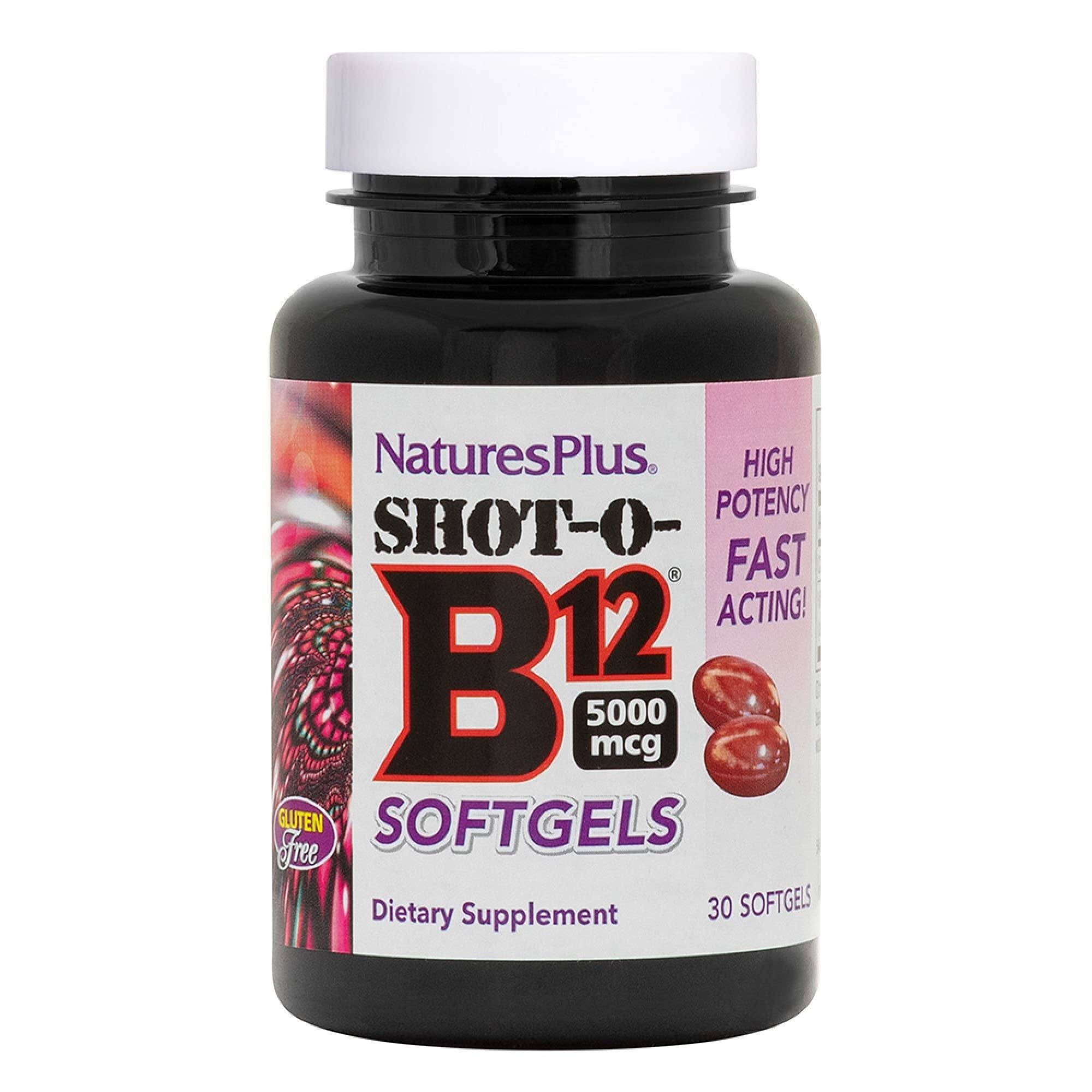 Nature's Plus Shot-O-B12 Supplement - 5000mcg, 30 Softgels