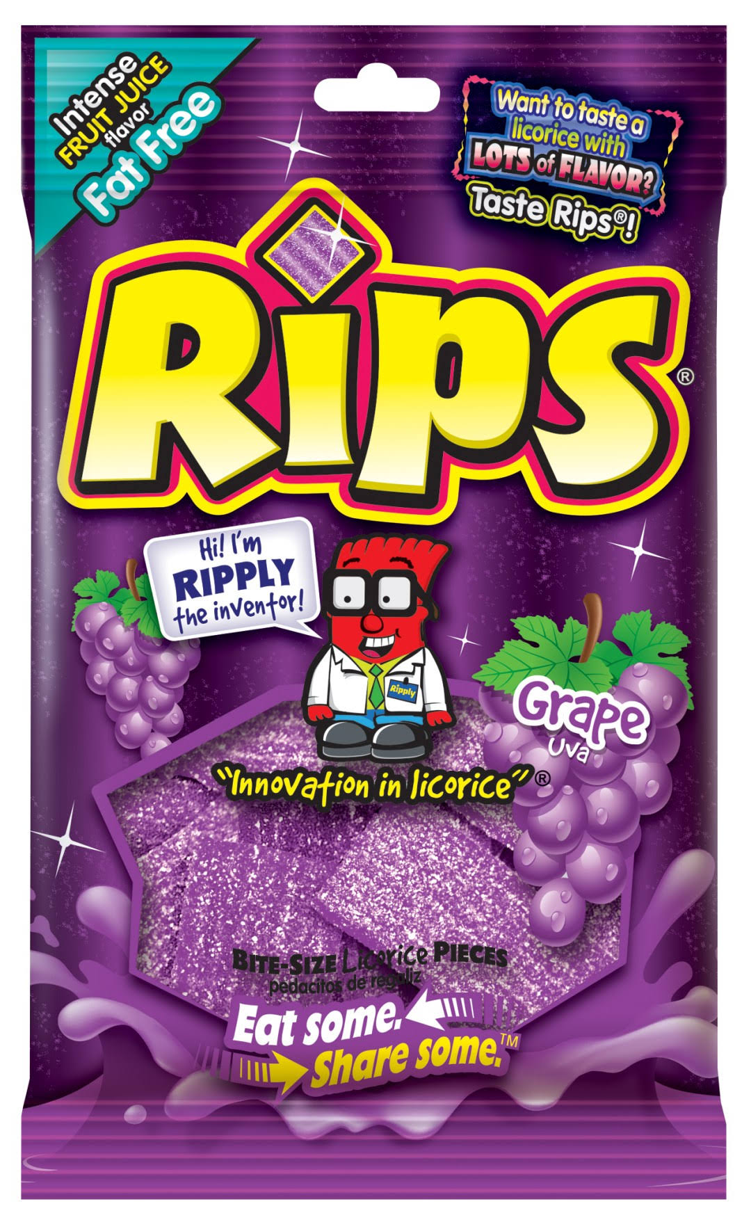 Rips Licorice Candy Grape Flavor, 4 Ounce