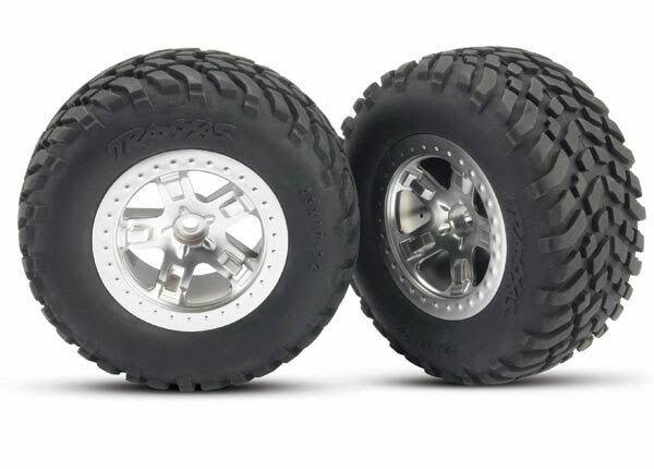Traxxas Front Tires and Satin Chrome Wheels