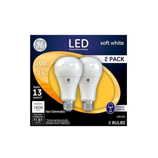 GE Lighting 222067 15 W A19 LED Light Bulb - White
