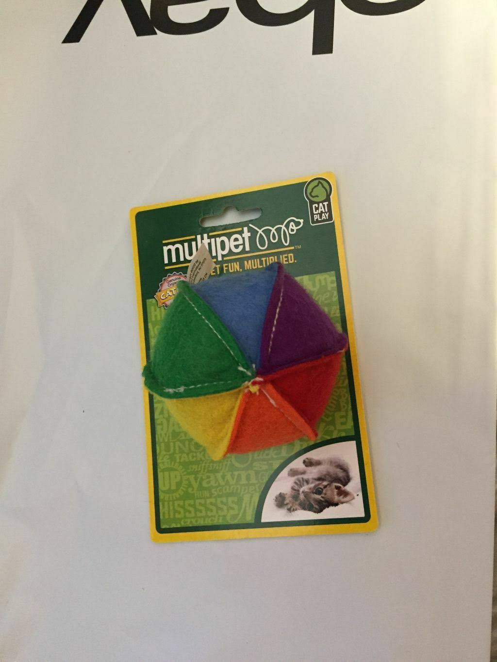 Multipet 60020104 2.5 in. Felt Beach Ball for Cats, Assorted Color