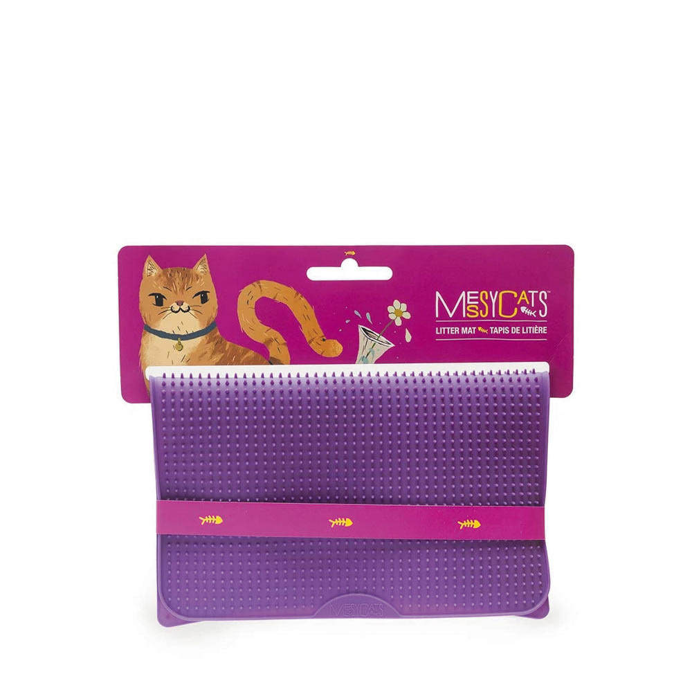 Messy Cats Silicone Litter Mat with Soft Graduated Spikes, Purple