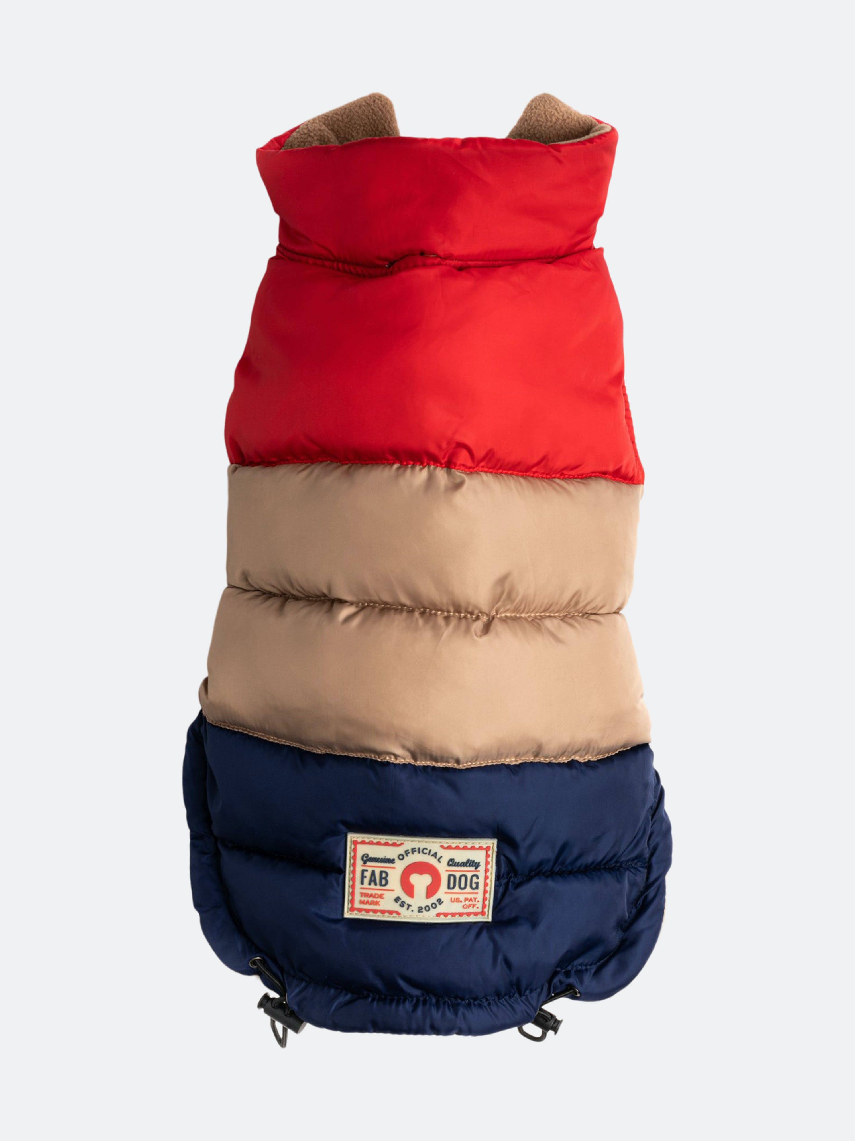 Fab Dog Red, Tan & Navy Color Block Puffer 20"