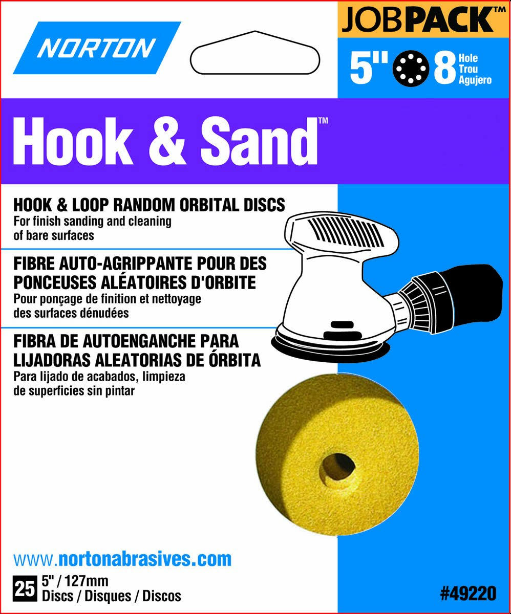 Norton 49221 5 in. Hook & Sand Disc 8 Hole 120 Grit