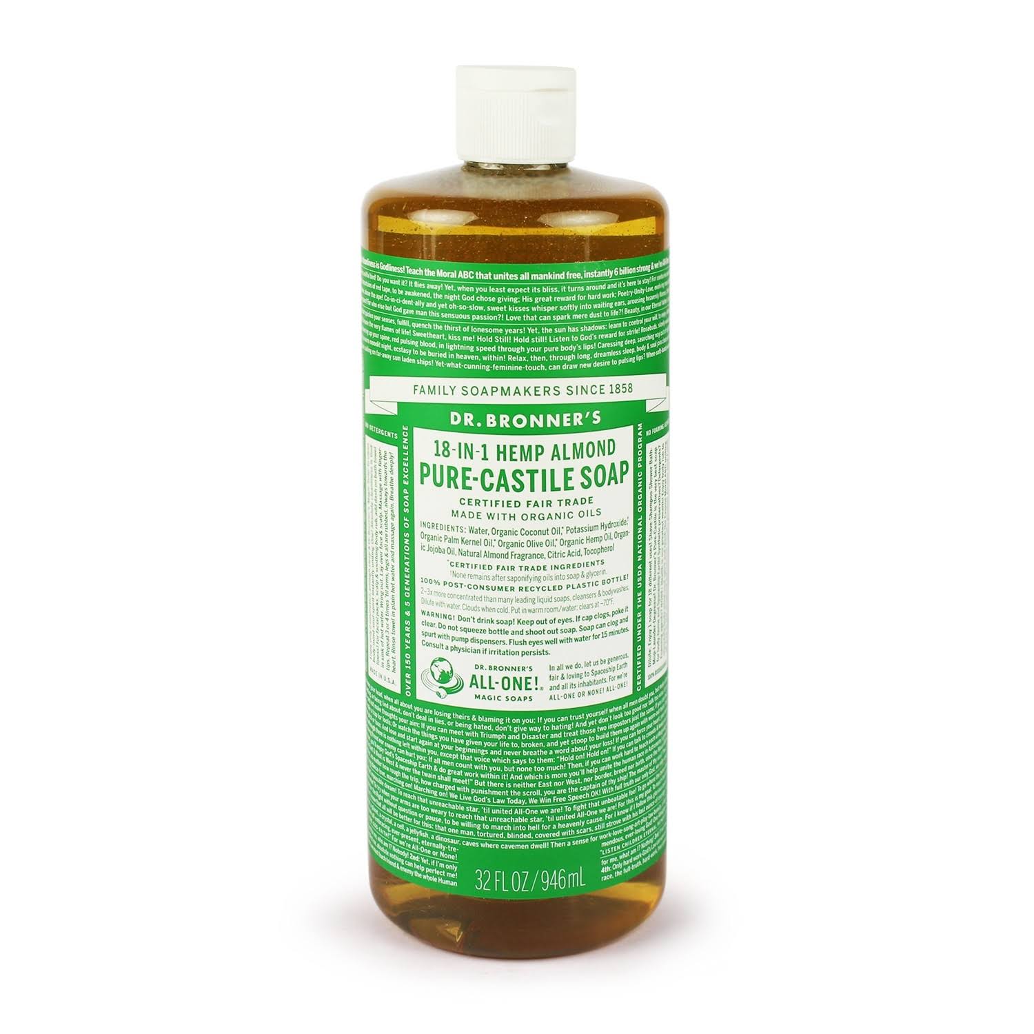 Dr Bronner's Almond Castile Liquid Soap - 946ml