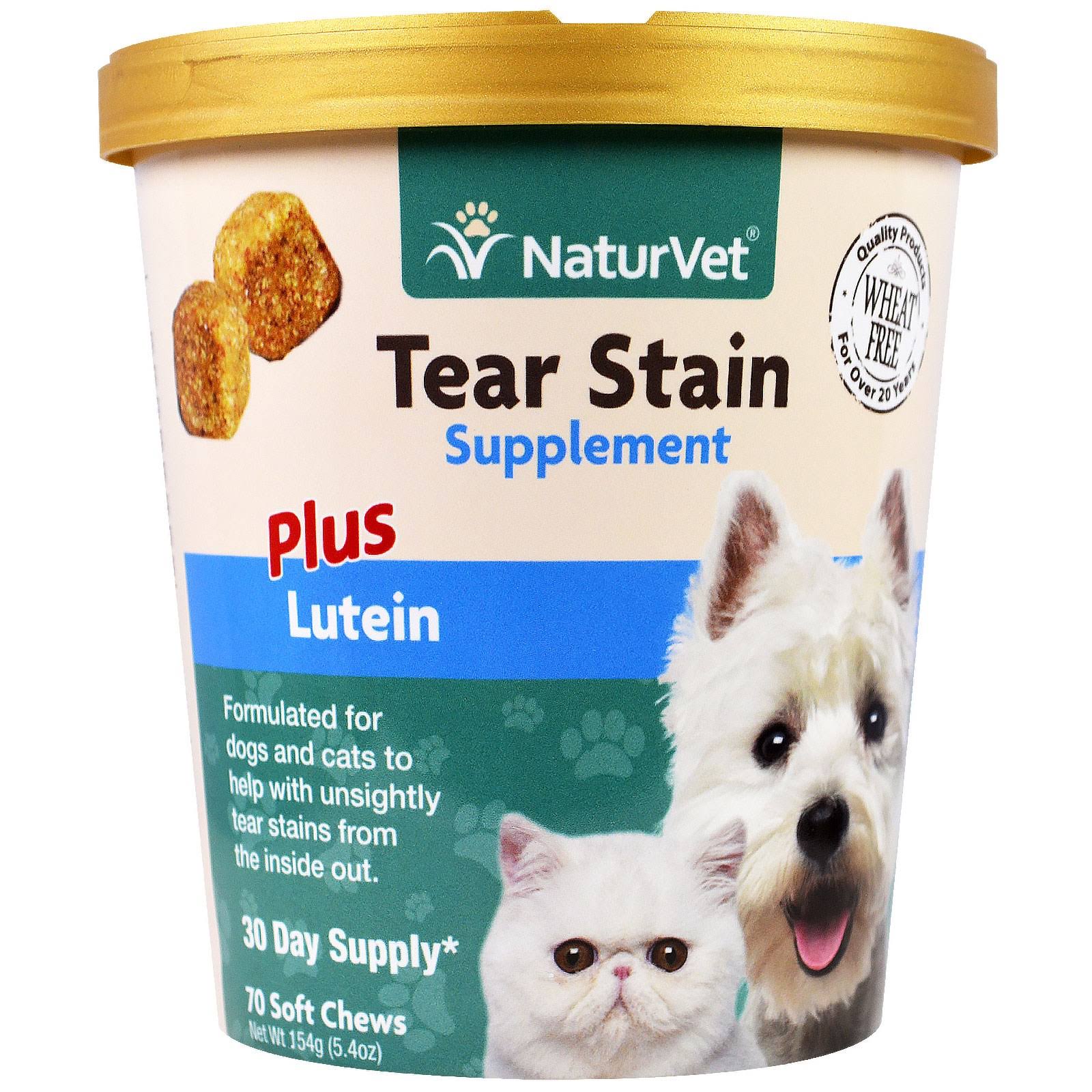 NaturVet Tear Stain Supplement Plus Lutein for Dogs & Cats - 70 Chews
