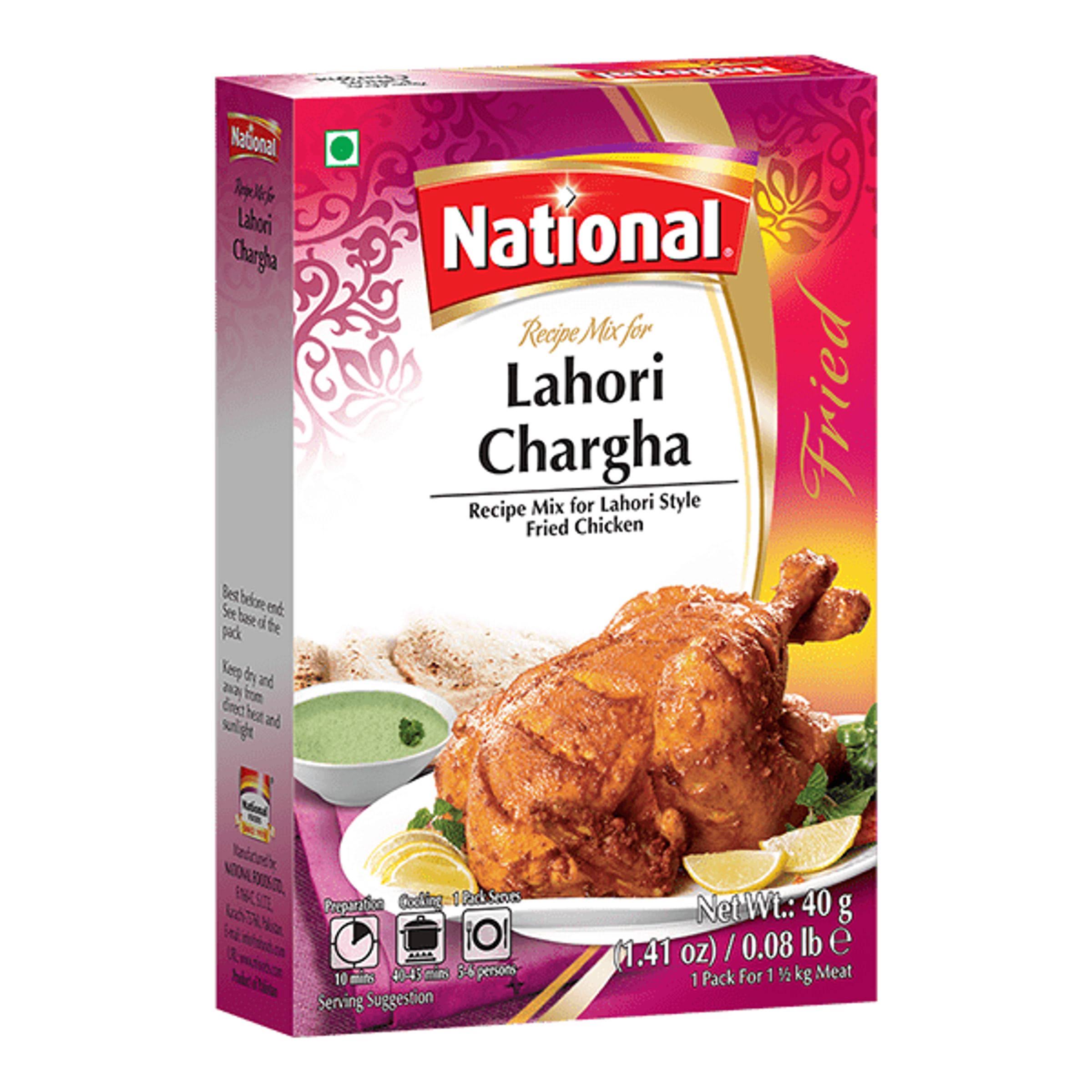 National Foods Lahori Chargha Recipe Mix 1.41 oz (40g) | South Asian BBQ Masala Powder | Traditional Spicy Chicken | BBQ Seasoning | Box Pack