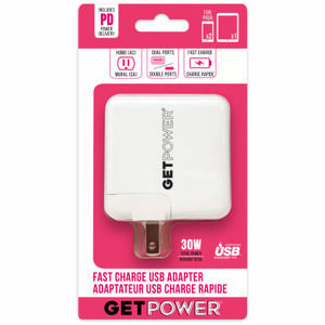 GetPower GP-AC2USB-PD Dual USB AC Adapter White