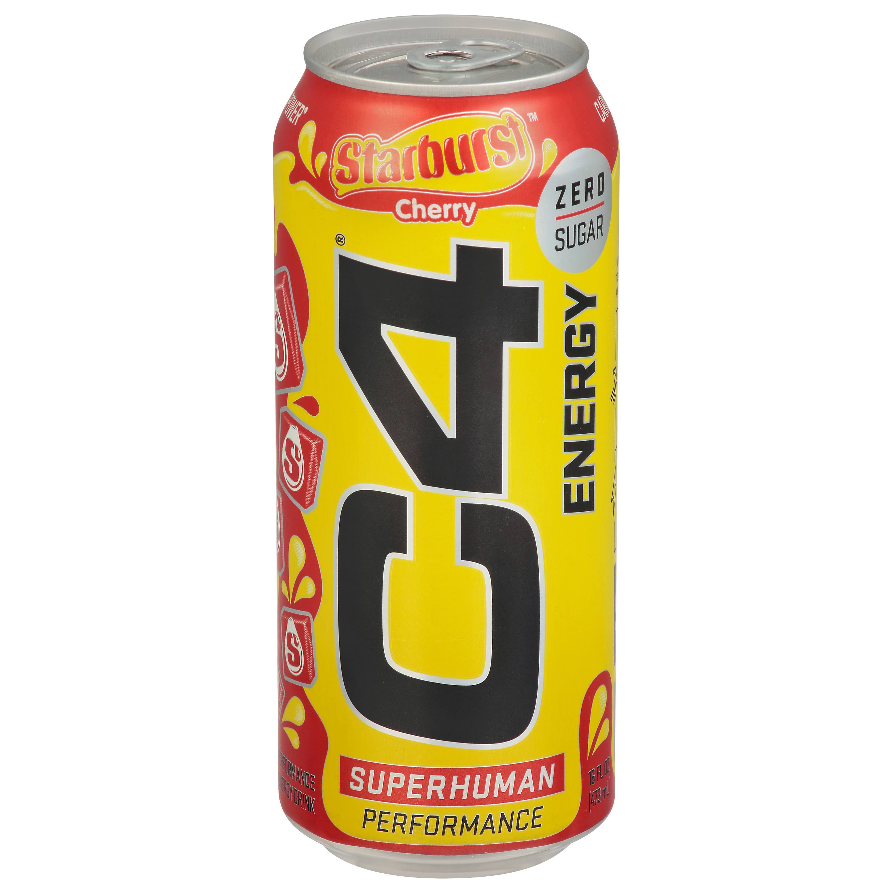 C4 Starburst Energy Drink, Zero Sugar, Cherry - 16 fl oz