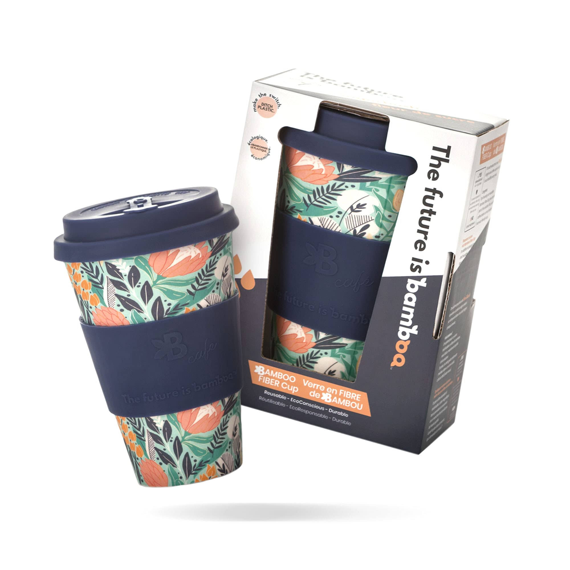 The Future Is Bamboo - Bamboo Fiber Coffee Cups with Lids, Eco-Conscious Coffee Tumbler and Travel Mug with Leak-proof Cup Cover, 16oz, Sugar Bush