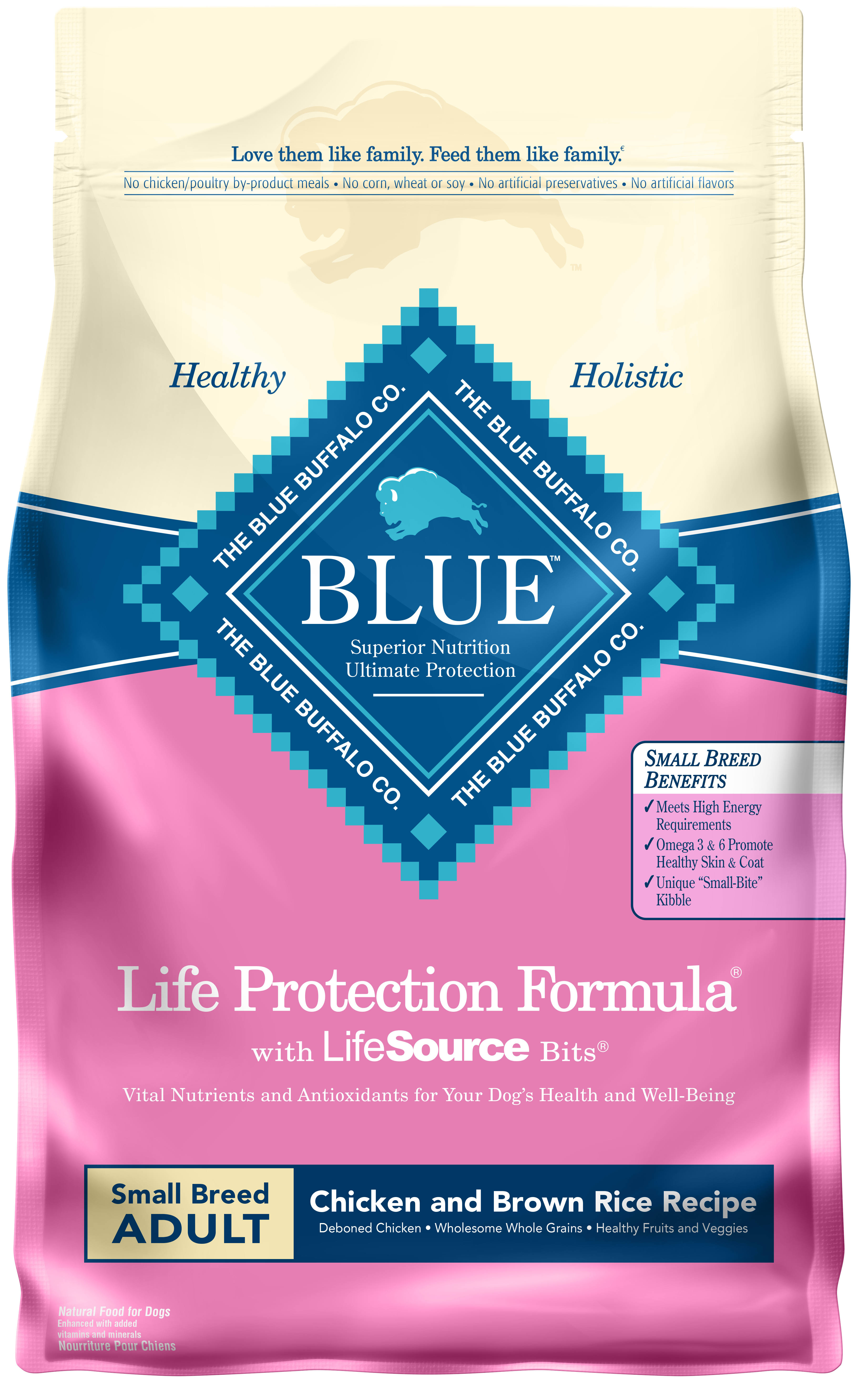 Blue Buffalo Blue Food for Dogs, Chicken and Brown Rice Recipe, Life Protection Formula, Small Breed, Adult - 5 lbs (2.2 kg)
