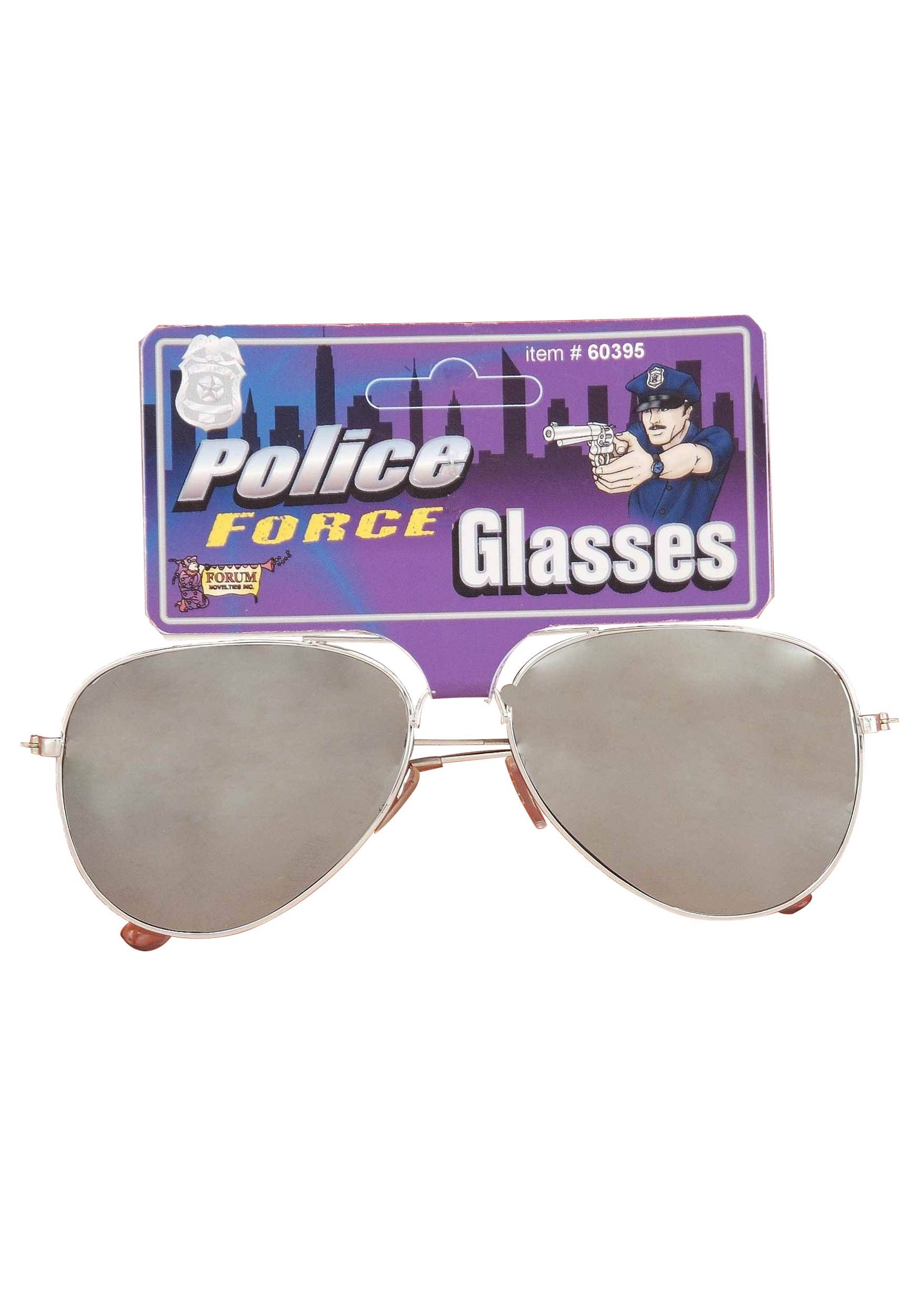 Forum Novelties Mirrored Police Glasses Costume Accessory - Silver, One Size