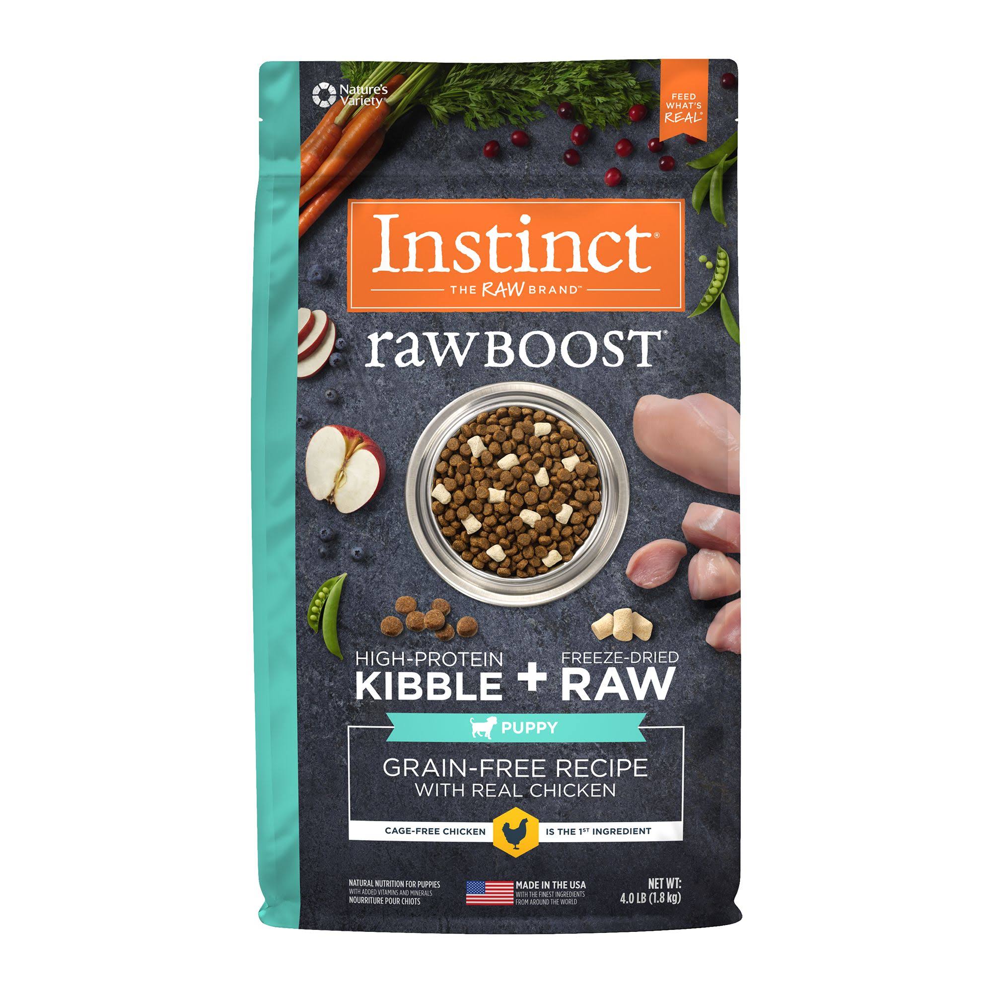 Nature's Variety Instinct Raw Boost Puppy Grain Free Recipe Dry Dog Food - with Real Chicken, 4lbs