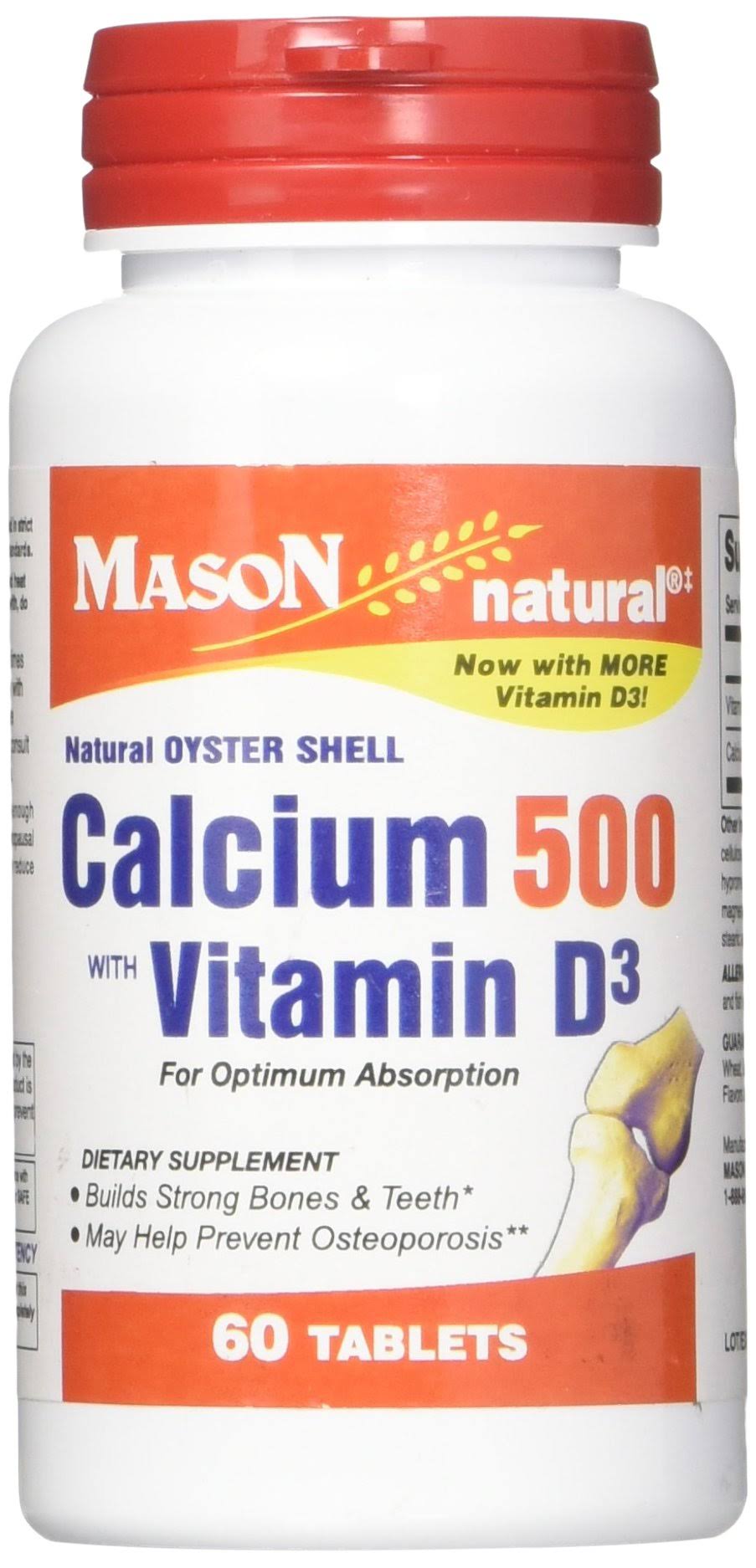 Mason Natural Calcium 500 with Vitamin D3 Tablets