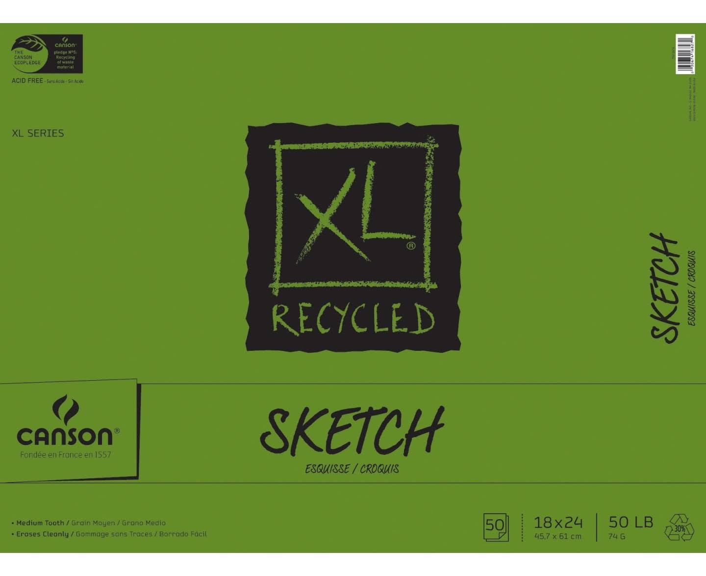Canson XL Series Recycled Paper Sketch Pad, Fold Over, 23kg, 46cm x 60cm , 50 Sheets | Paper Crafts