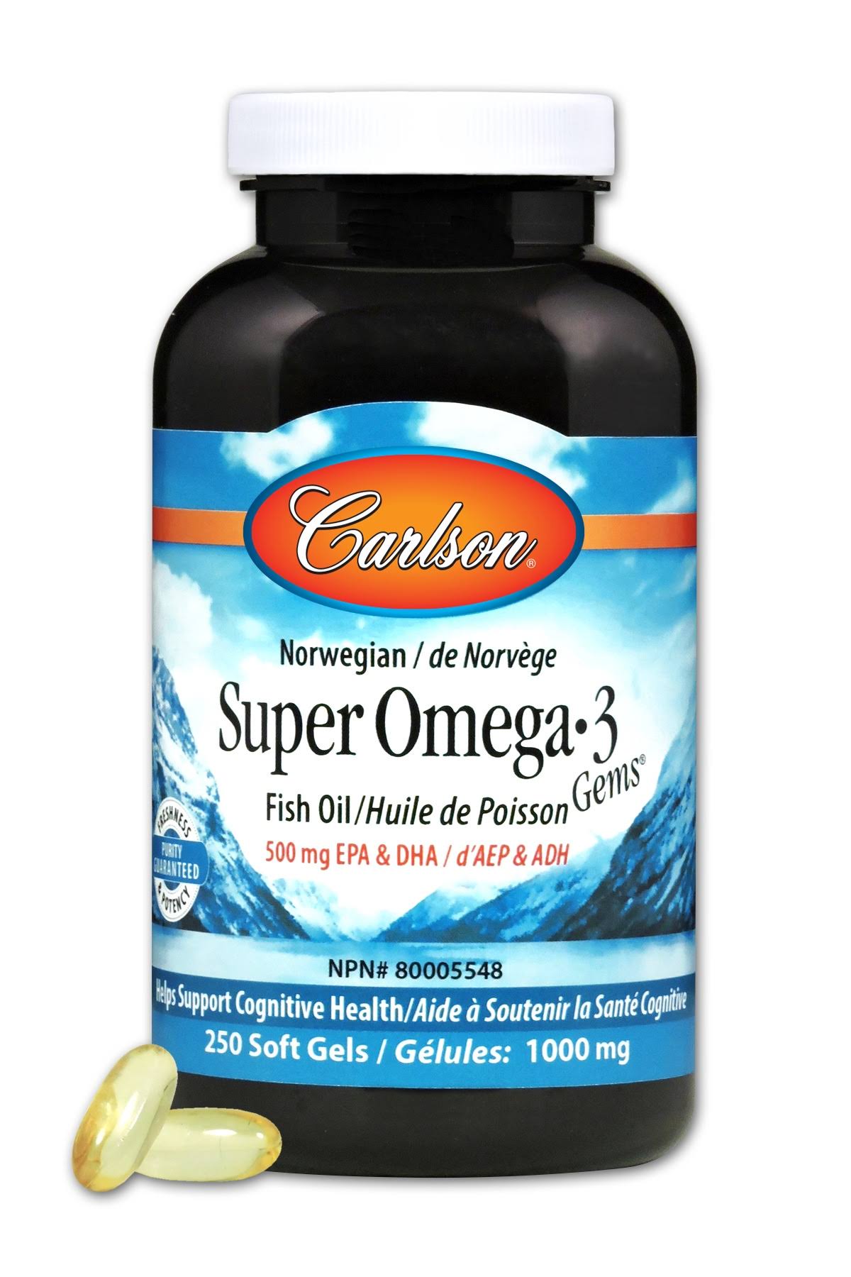 Carlson Labs Super Omega-3 1000mg Gems - 250 Softgels