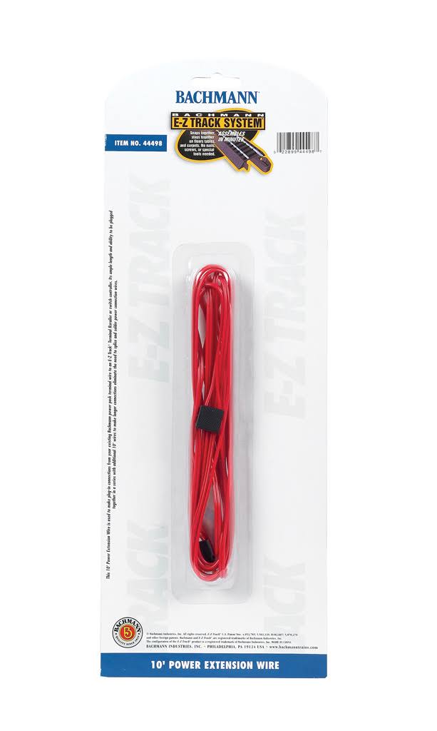 Bachmann Trains Snap-Fit E-Z Track Power Extension Wire - Red, 10'