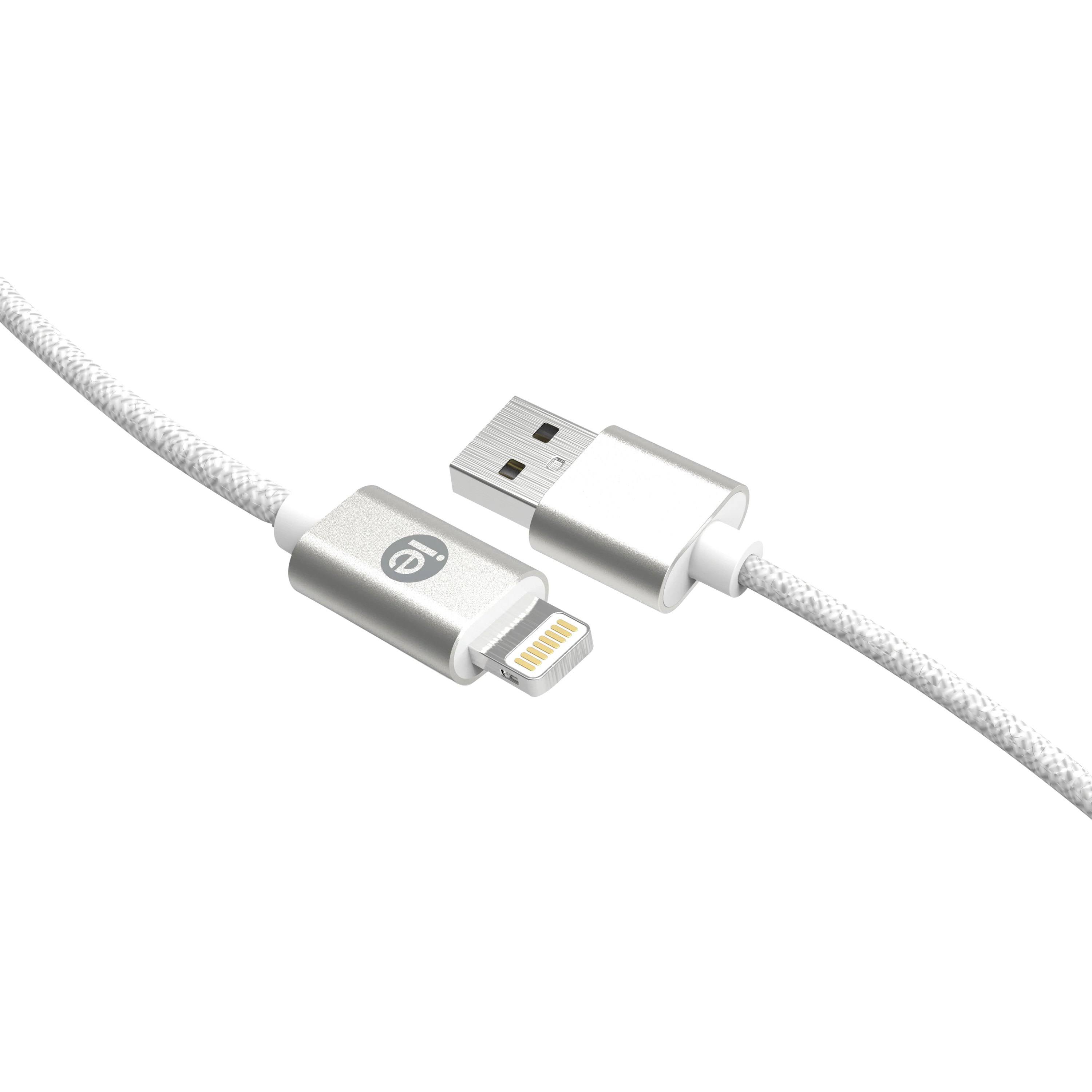 iEssentials Braided Lightning USB Cable, 6ft (White)
