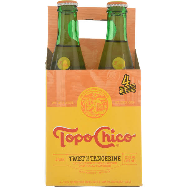 Topo Chico Carbonated Mineral Water, Twist of Tangerine, 4 Pack - 4 pack, 12 fl oz bottles