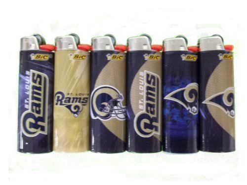 6pc Set Bic St Louis Rams NFL Officially Licensed Cigarette Lighters