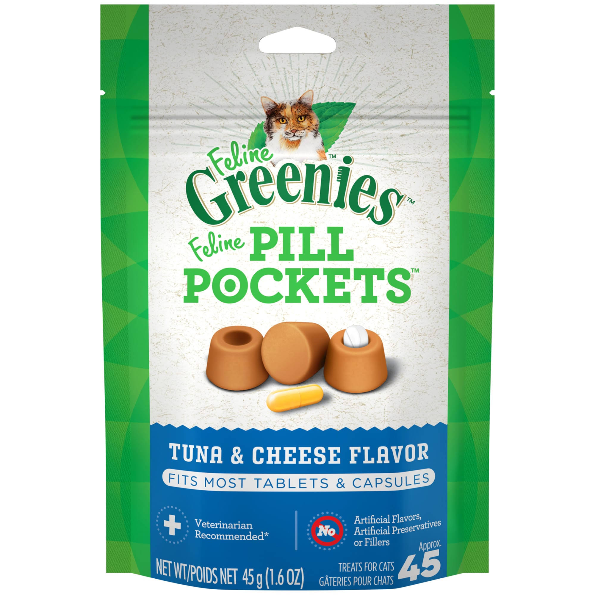 Feline Greenies Pill Pockets Tuna & Cheese Flavor Cat Treats 1.6-oz