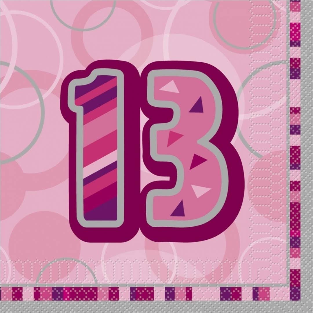 Unique Industries 13th Birthday Glitz Party Napkins - Pink