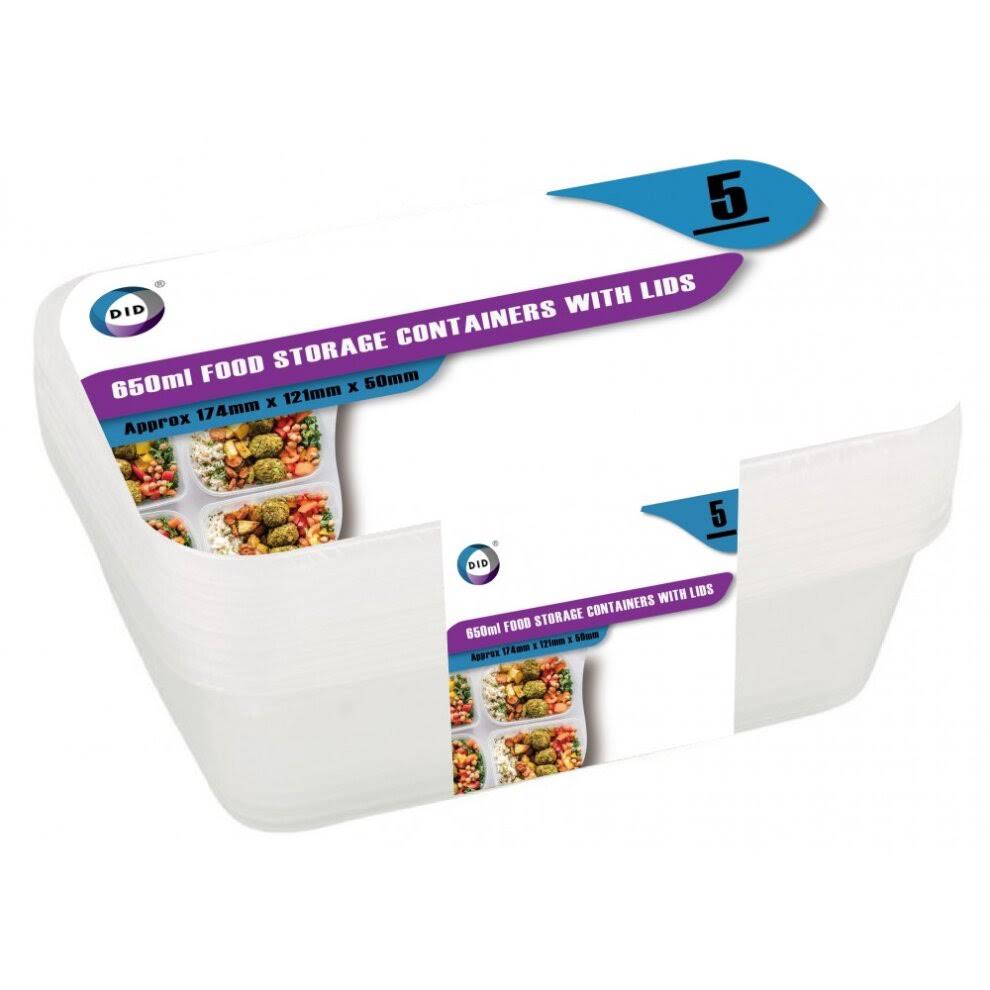 Food Storage Containers with Lids 650ml - Pack of 5