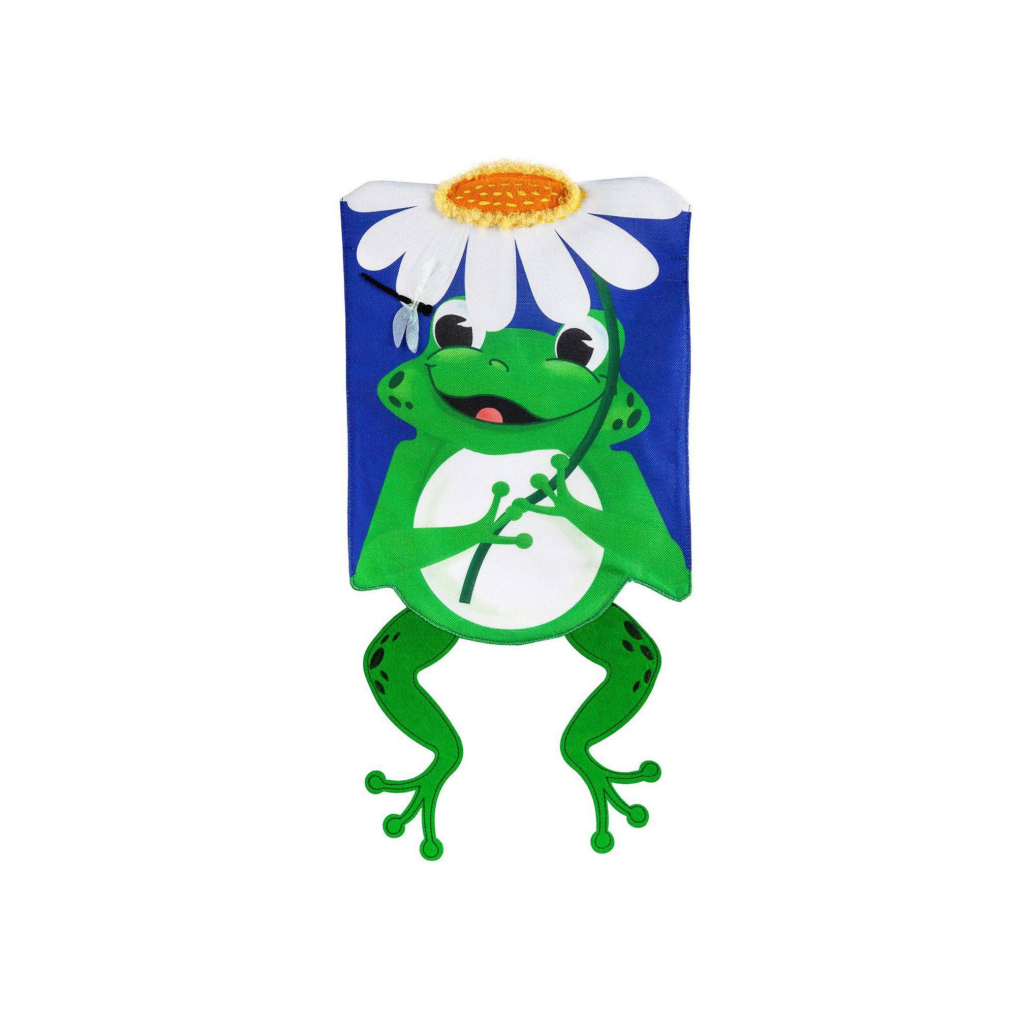 Shaped Frog Burlap Garden Flag