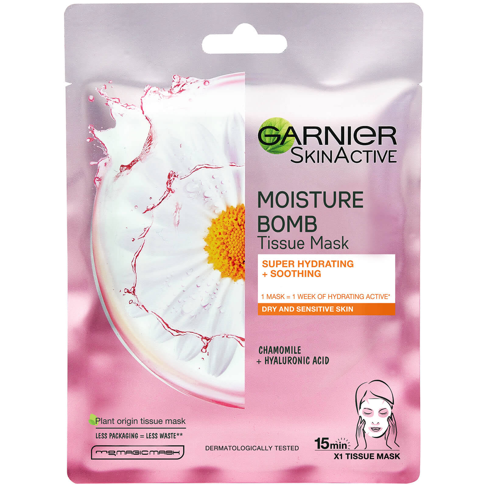 Garnier Moisture Bomb Camomile Hydrating Face Sheet Mask for Dry and Sensitive Skin - 32g