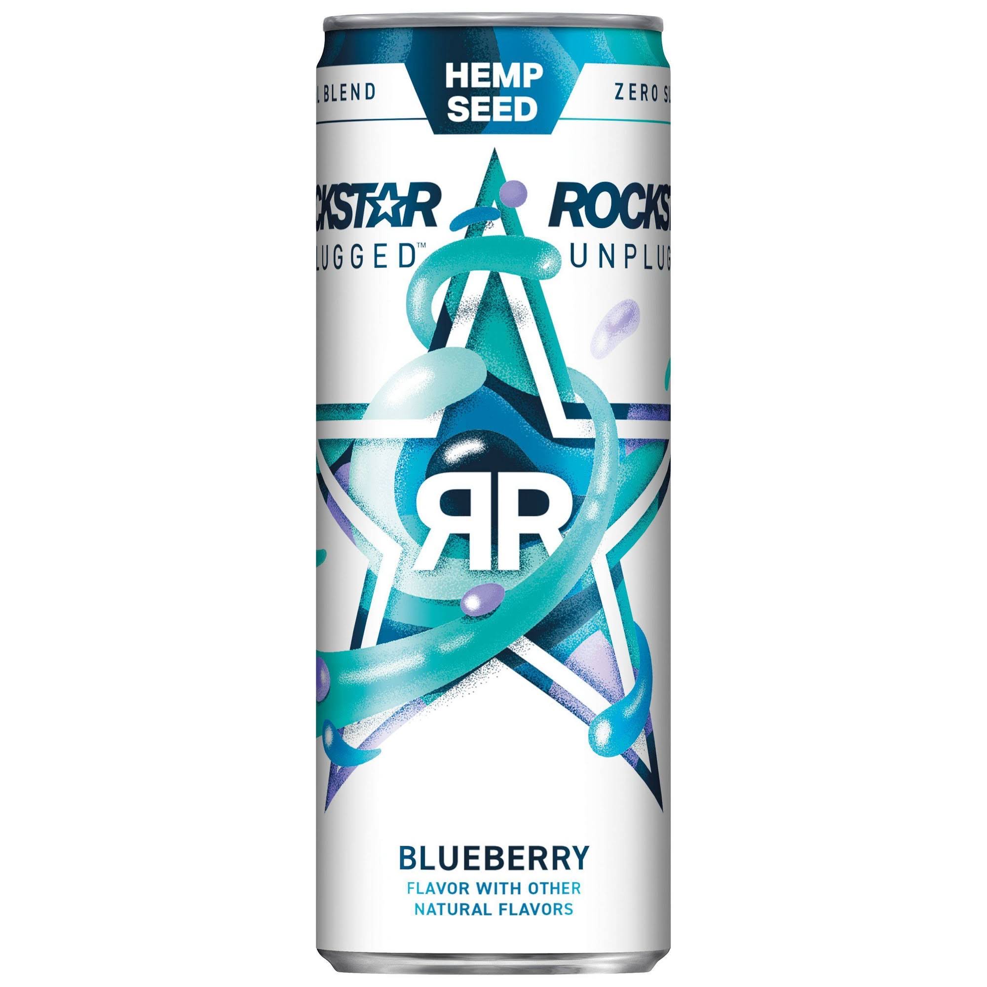 Rockstar Unplugged Energy Drink, Sugar Free, Hemp Seed, Blueberry - 12 fl oz