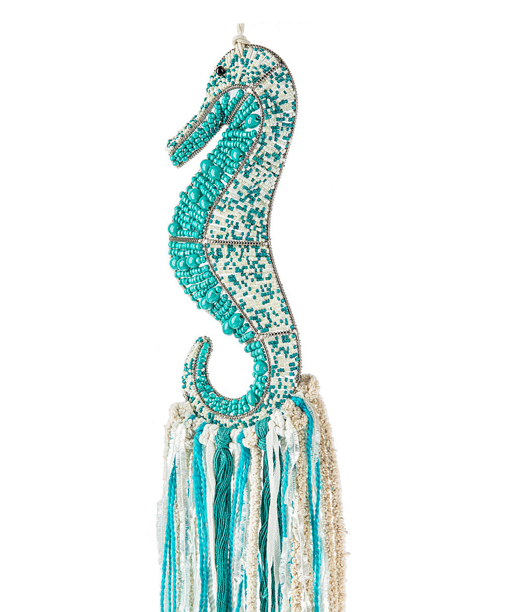 Ganz Blue Seahorse Metal Beaded Wall Art One-Size