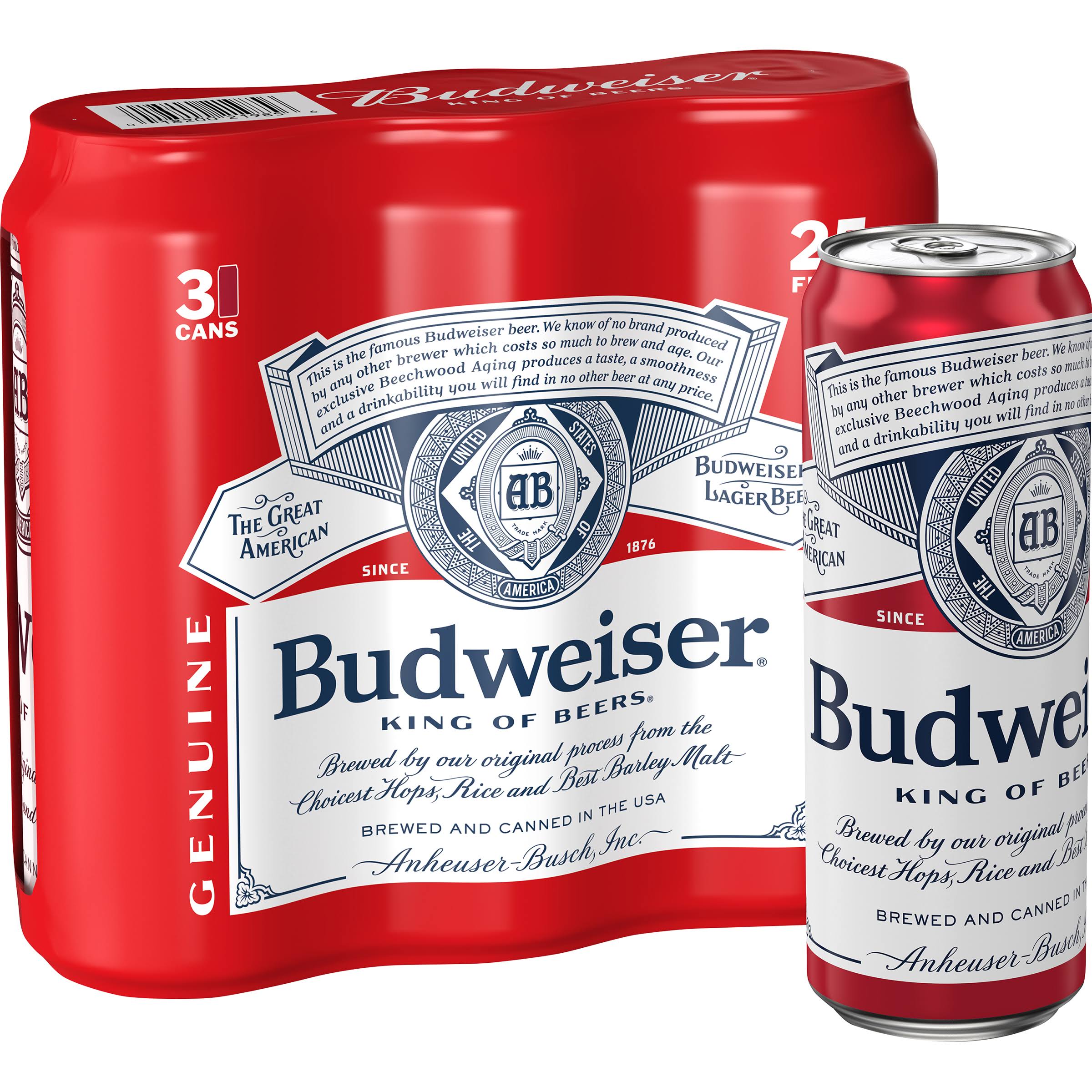 Budweiser Beer - 25 oz, 3 pack