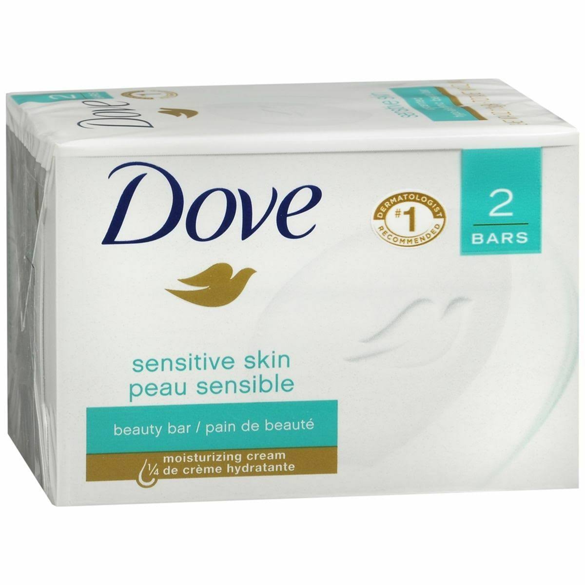 Dove Sensitive Skin Bath Bars Unscented 2/4.25 oz