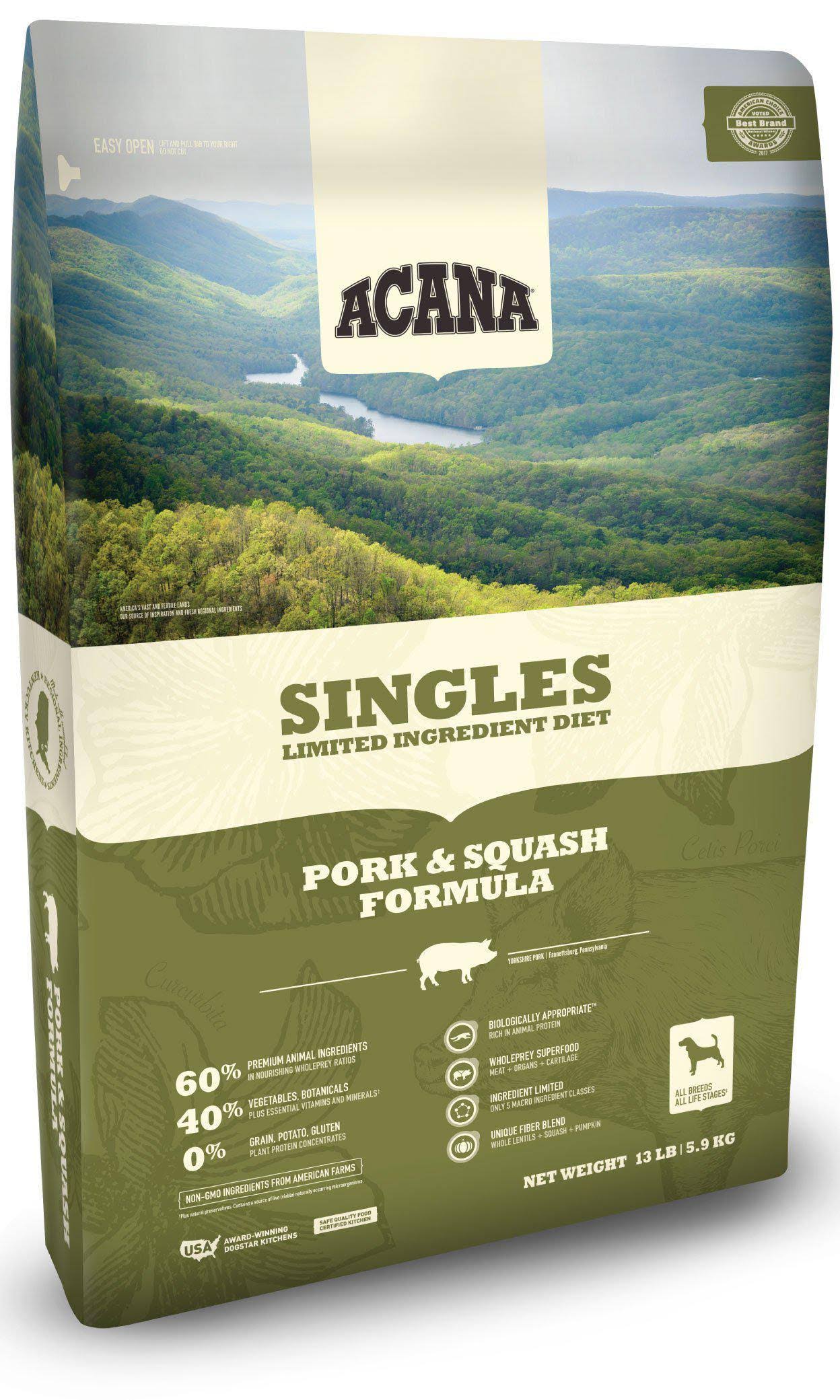 Acana Singles Limited Ingredient Pork & Squash Recipe Grain-Free Dry Dog Food - 25 lb. Bag