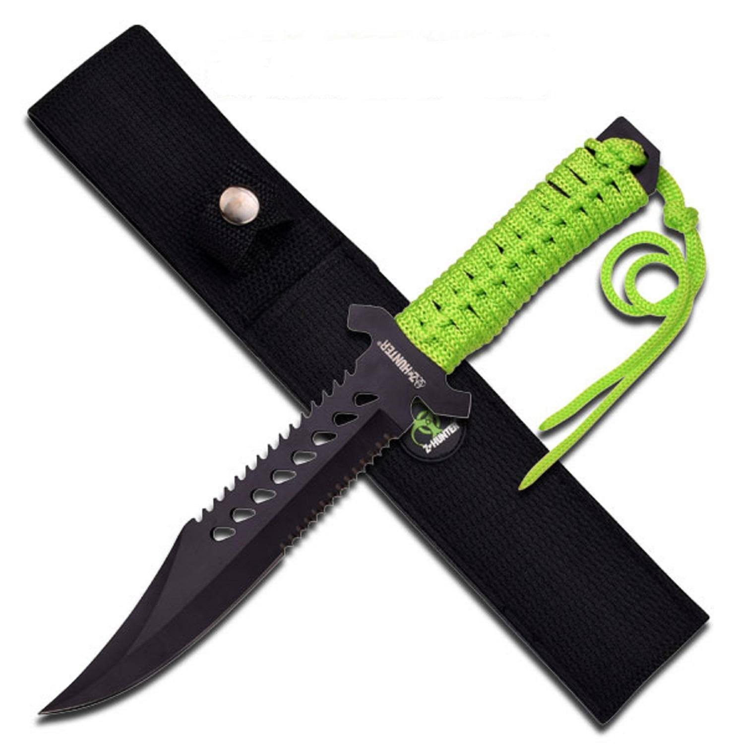 Z-Hunter 11.5in Fixed Blade Knife w- Green Cord Wrap Handle