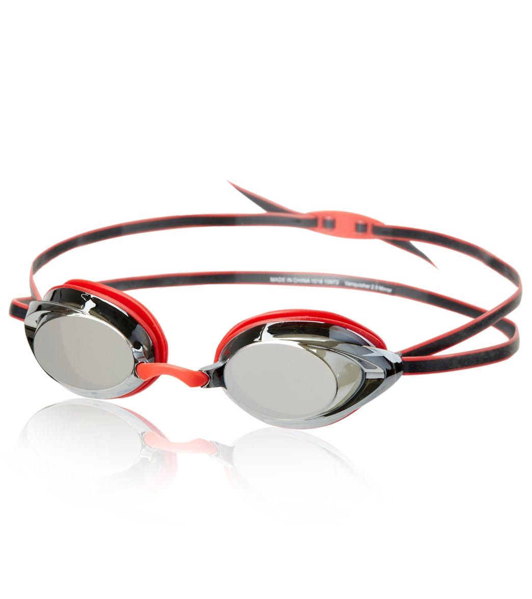 Speedo Vanquisher 2.0 Mirrored Goggle - Red/Black | Silicone - Swimoutlet.com