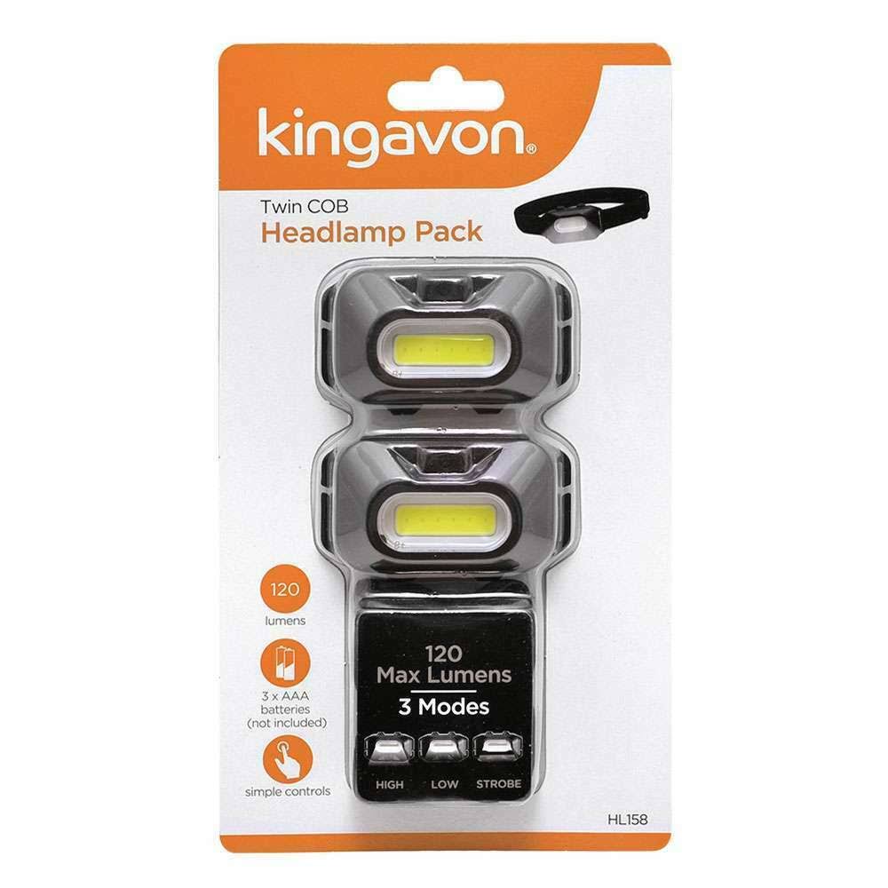 Kingavon Twin Pack Cob Head Light Lamp Torch - 3 M