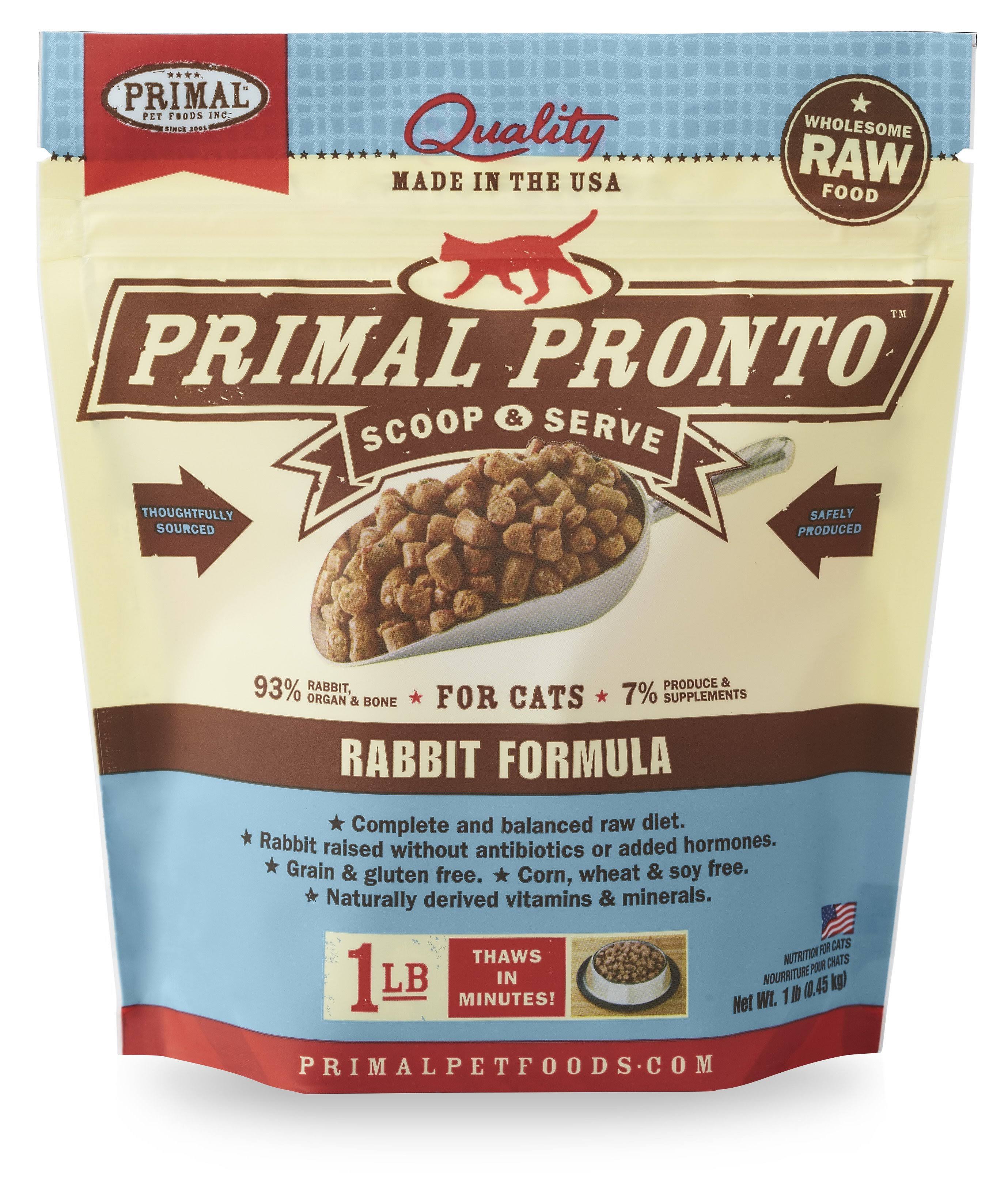 Primal Pronto Raw Rabbit Frozen Cat Food 1-Lb.