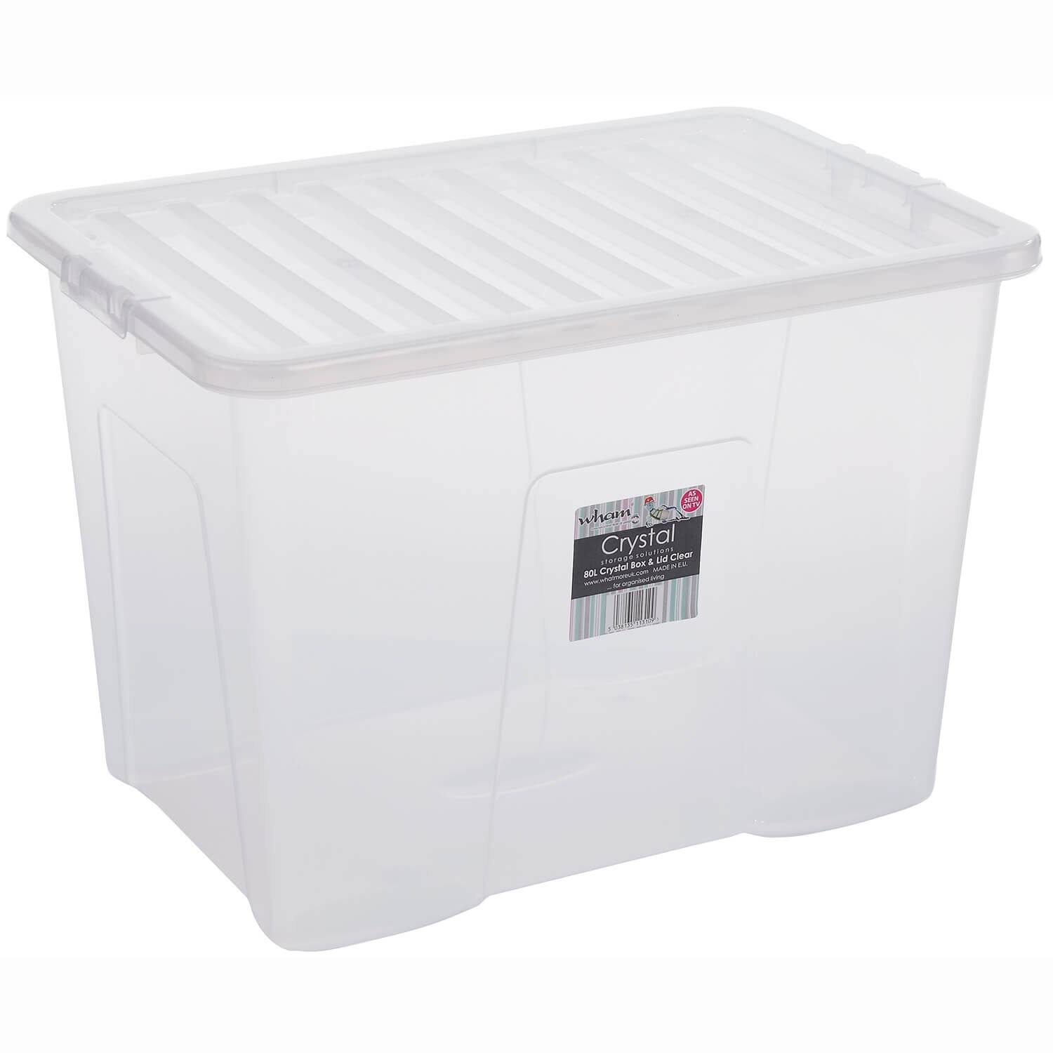 Wham Crystal Storage Box & Lid Clear - 80ltr