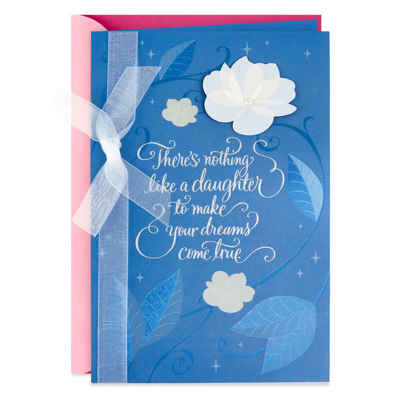 Hallmark Birthday Card, White Flowers on Blue Birthday Card for Daughter