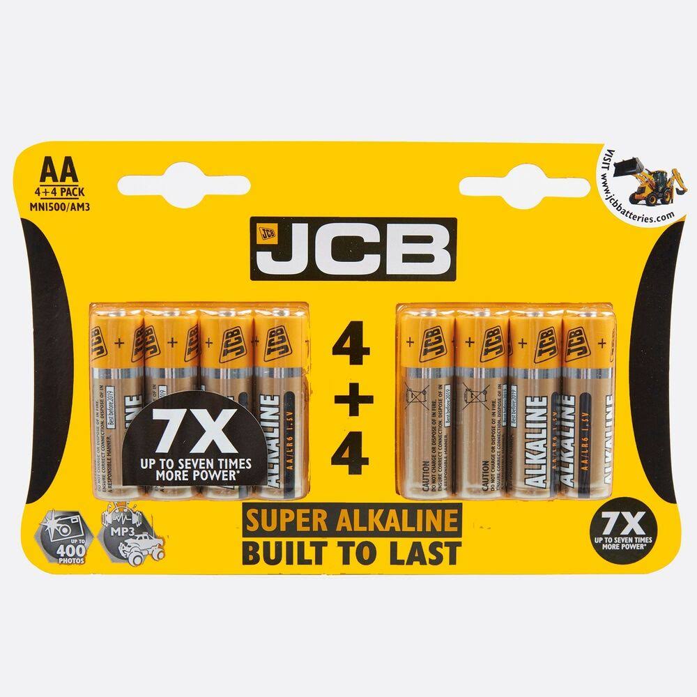 JCB Super Alkaline AA LR6 Battery - 4+4 Pack