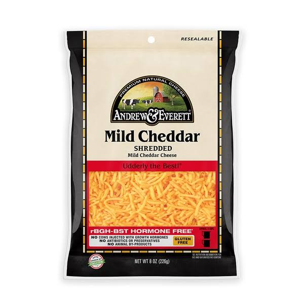 Andrew & Everett Shredded Mild Cheddar - 8 oz