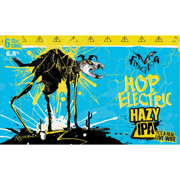 Flying Dog Beer, Hazy IPA, Hop Electric - 6 pack, 12 oz cans