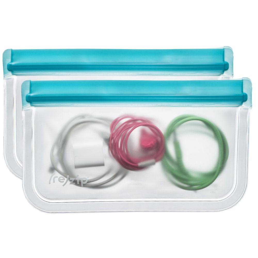 (re)zip Lay-Flat Snack Leakproof Reusable Storage Bag 2-Pack (Aqua)