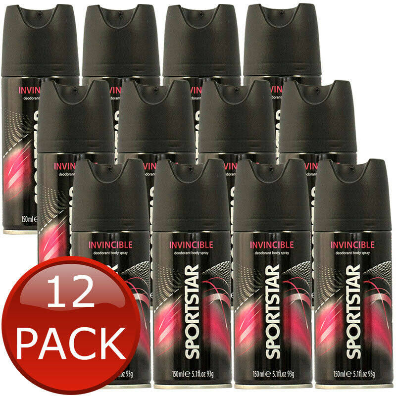 12 x Sportstar Men Deodorant Body Spray Invisible Deo Fragrance Scent Bulk 150ml