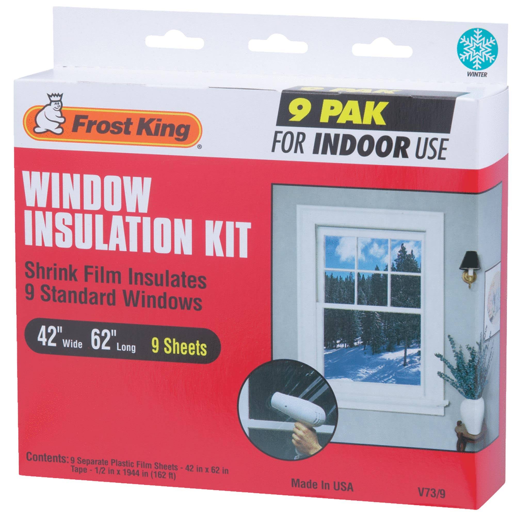 Frost King V73 9H Indoor Shrink Insulation Window Kit - 42" x 62", Clear