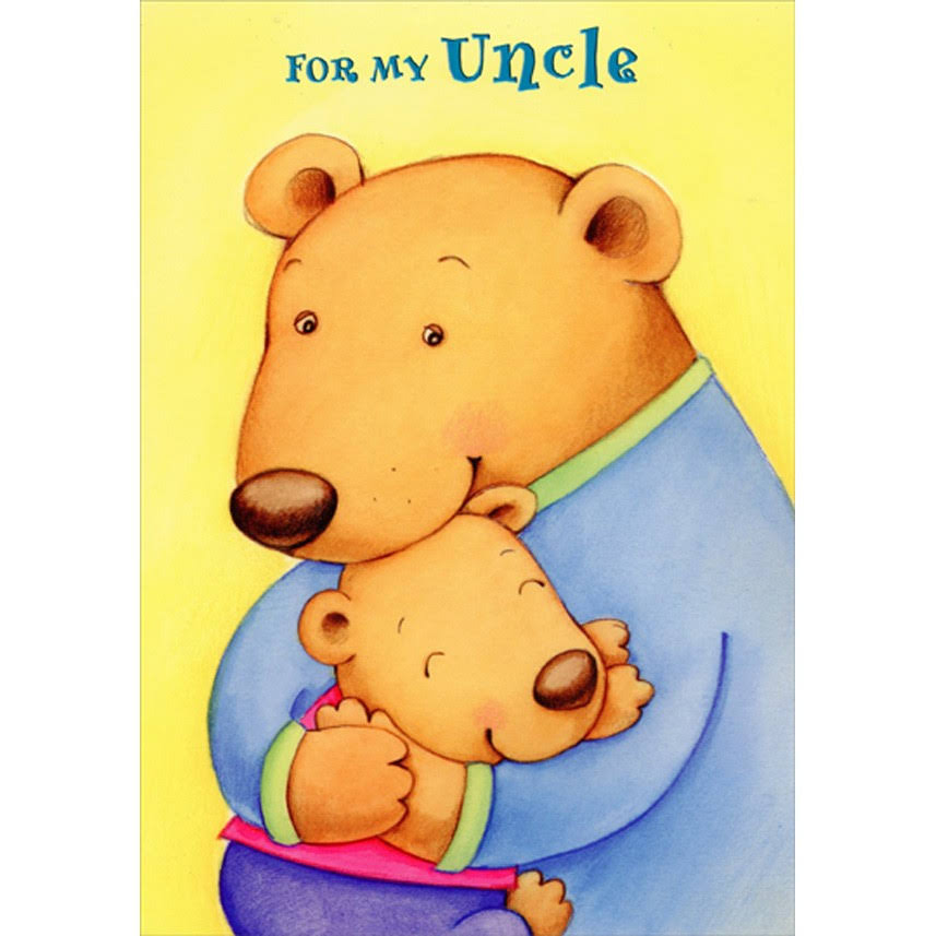 Designer Greetings Bear Hugging Smaller Bear Juvenile Uncle Birthday Card from Child : Kid, Size: 5.25 x 7.5