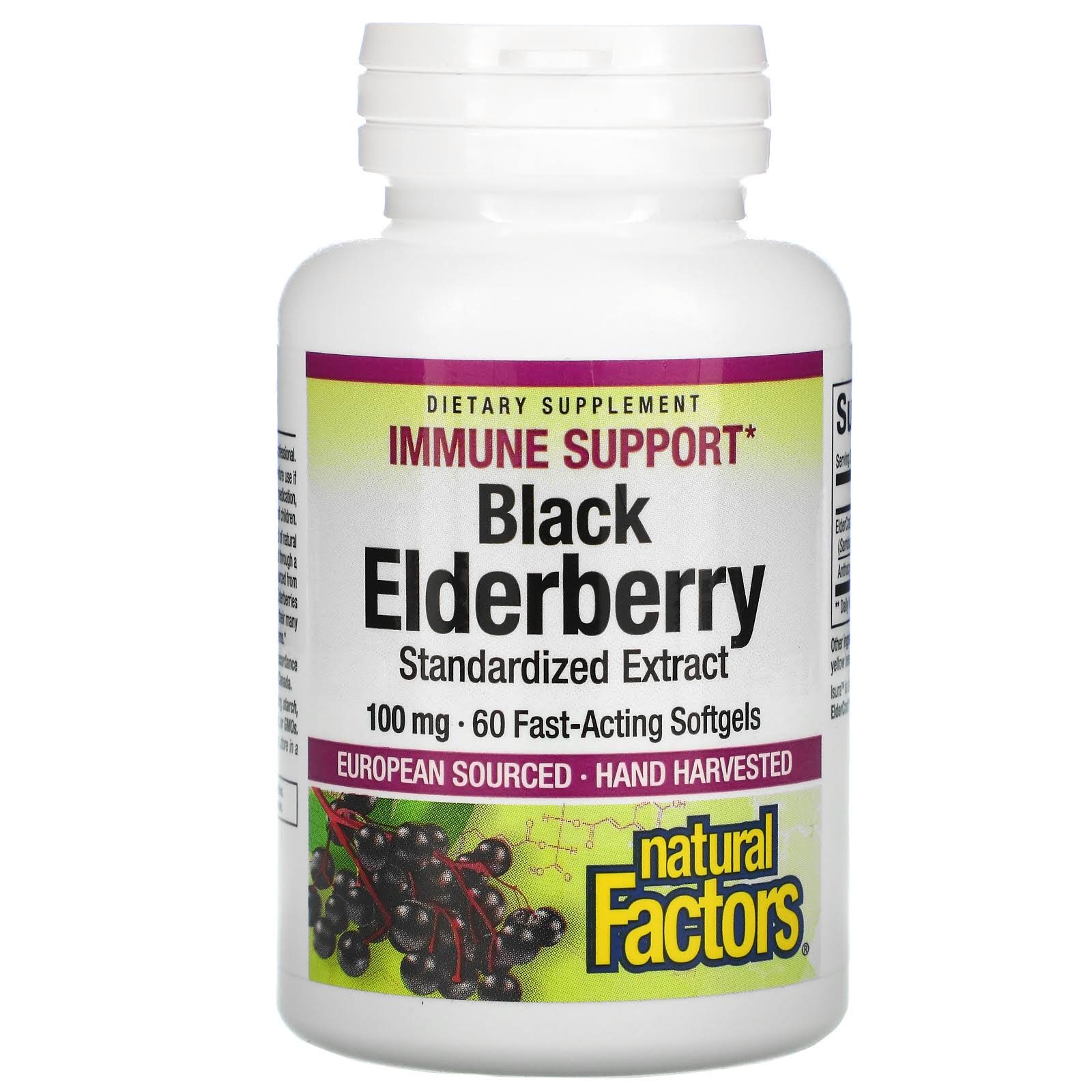 Natural Factors Black Elderberry 100mg 60 Softgels